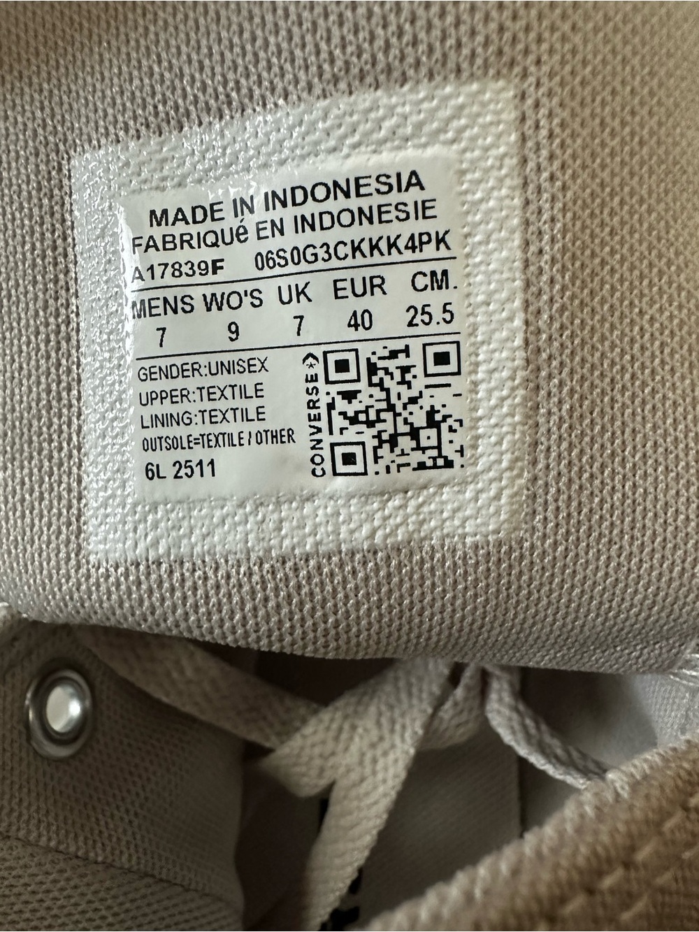 Converse Chuck Taylor® All Star® High Top Sneakers - Beige Canvas - Picture 9 of 13